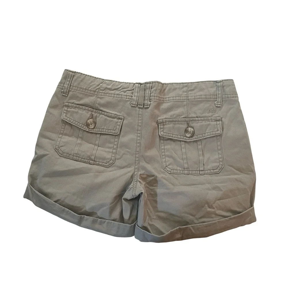 Aeropostale Size 5/6 Tan Cargo Mini Shorts Pocket Button Y2K Cotton Low Rise